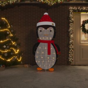 Decorative Christmas Snow Penguin Figure with LED Lights  Luxury Fabric  180cm Tall