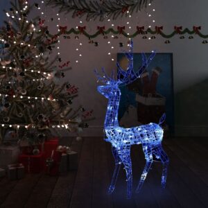 Acrylic Reindeer Christmas Decoration with Blue LED Lights  Indoor and Outdoor Use  8 Lighting Modes