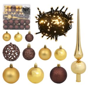 Christmas Ball Set with Peak and LED Lights in Gold and Bronze - Energy Efficient