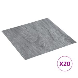 Self-Adhesive Light Grey PVC Flooring Planks Set of 20  Waterproof  Flame-Retardant  Easy Install