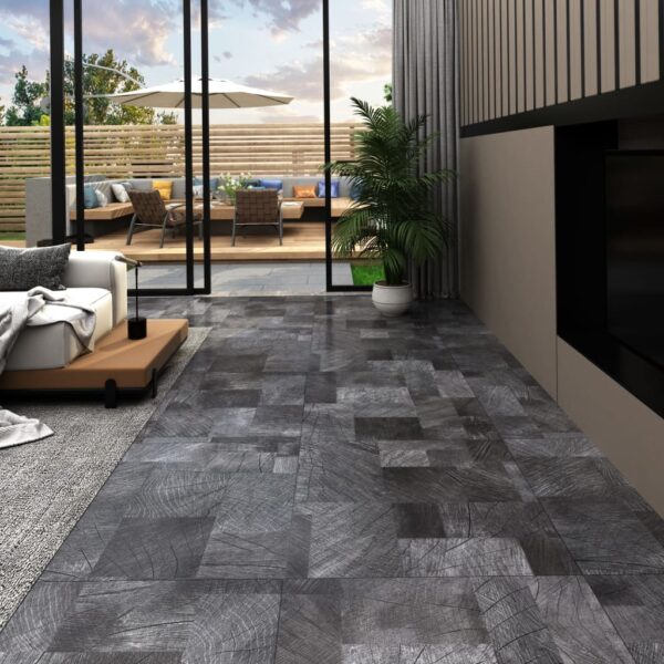 Premium Self-Adhesive PVC Flooring Planks Set  Wood Structure Grey  Mildew and Allergy Resistant