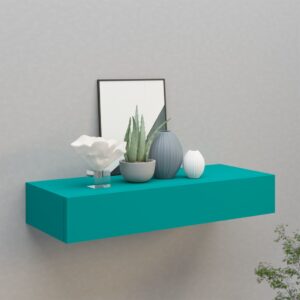 Blue Wall-Mounted Drawer Shelf MDF Metal Floating Storage Display Home Decor