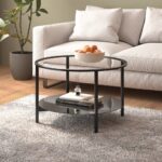 Modern Tempered Glass Tea Table in Black and Transparent - 70 cm - Perfect for Home Decor