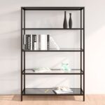 Stylish Black and Transparent Corner Shelf with Tempered Glass - Easy to Clean and Assemble