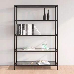 Stylish Black Marble and Transparent Shelf  Tempered Glass  Sturdy Iron  Easy to Clean