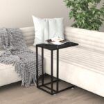 Stylish Black Marble Computer Side Table with Tempered Glass - Sturdy and Easy to Clean