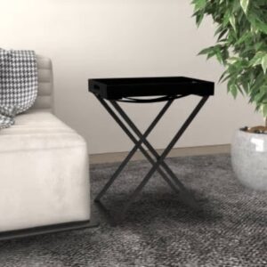 Stylish Black Folding Table MDF Iron Frame Indoor Outdoor Space Saving Durable