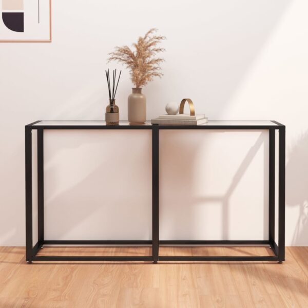 Stylish Transparent Console Table with Tempered Glass and Powder-Coated Steel