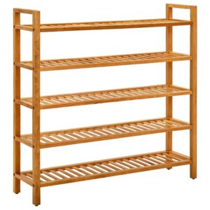 Solid Oak Wood Shoe Rack with Five Shelves - Compact Design  Easy to Move  Rustic Flair