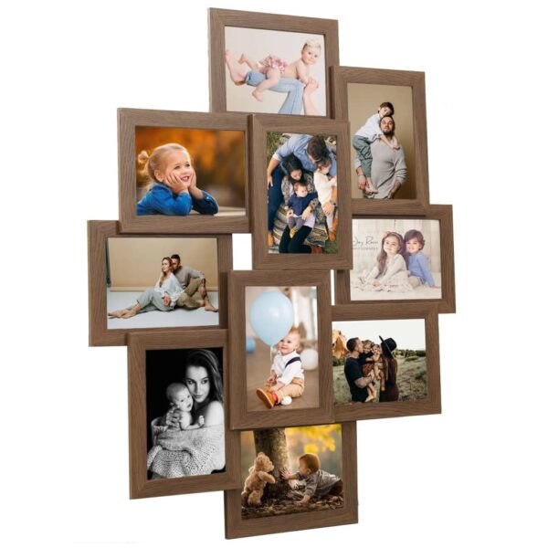 Collage Photo Frame for Picture 10 pcs 10x15 cm Light Brown MDF