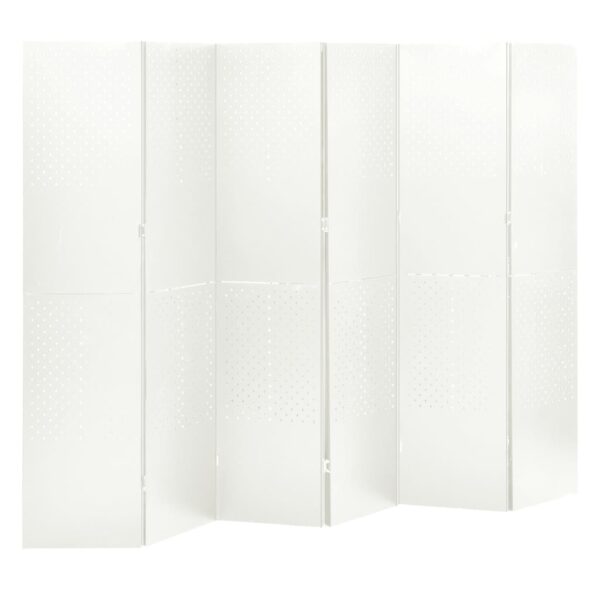 6-Panel Room Divider White 240x180 cm Steel