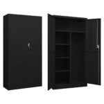 Industrial  Black Steel Locker Cabinet with Four Shelves for Office or Home Storage