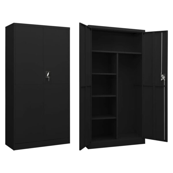 Industrial  Black Steel Locker Cabinet with Four Shelves for Office or Home Storage