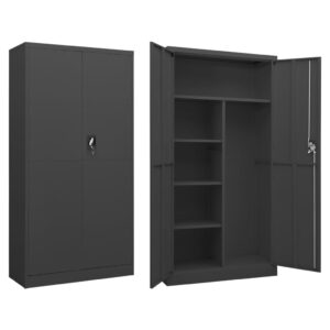 Industrial  Steel Locker Cabinet in Anthracite with Four Shelves for Ample Storage