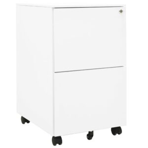 White Mobile File Cabinet Steel Material with Locks and Wheels  Ideal for Office Storage