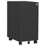 Mobile Steel File Cabinet in Anthracite with Lock and Drawers for Office Storage