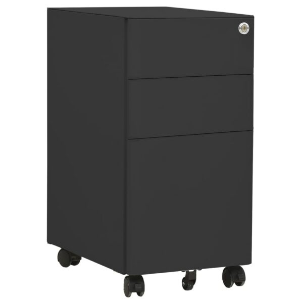 Mobile Steel File Cabinet in Anthracite with Lock and Drawers for Office Storage