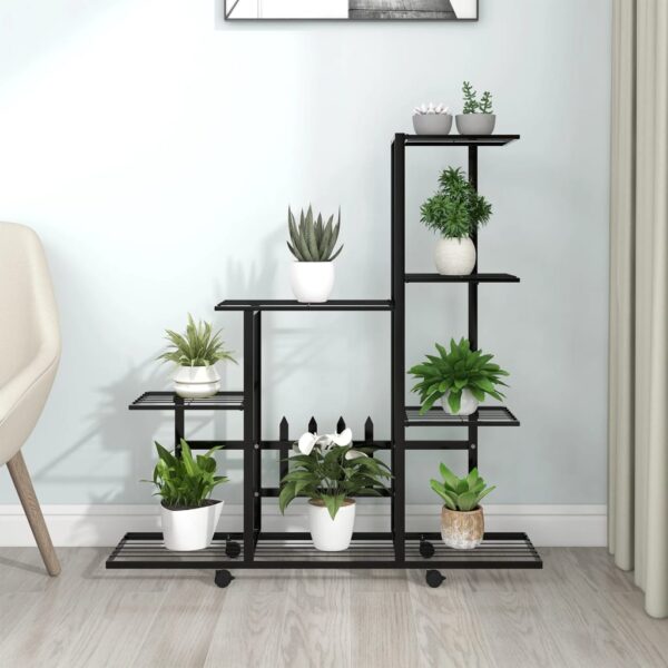 Flower Stand with Wheel 94.5x25x92.5 cm Black Metal