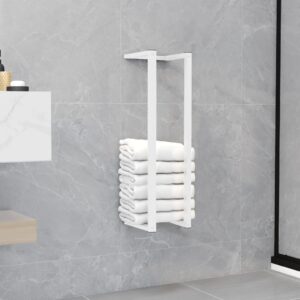 White Steel Towel Rack - Space Saving  Durable  Wall Mounted  Bathroom Organizer