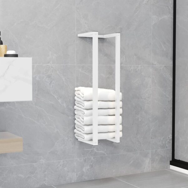 White Steel Towel Rack - Space Saving  Durable  Wall Mounted  Bathroom Organizer