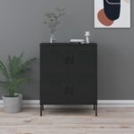 Black Steel Storage Cabinet with Adjustable Shelves and Levelers - Easy Assembly