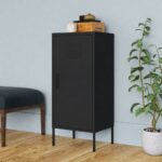 Black Steel Storage Cabinet with Adjustable Shelves and Levelers for Home Organisation