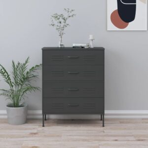 Stylish Anthracite Chest of Drawers Steel Construction Fully Extendable Drawers