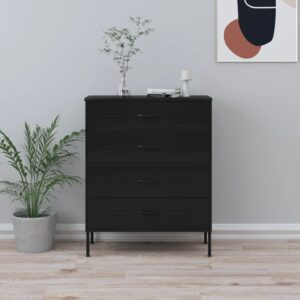 Stylish Black Steel Chest of Drawers with Adjustable Levellers and Ballbearing Runners