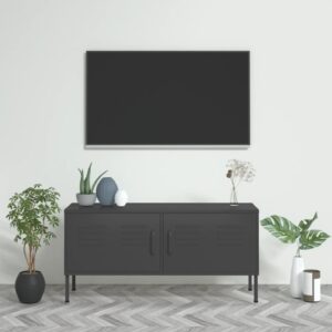 Stylish Anthracite TV Cabinet with Adjustable Levellers and Cable Management Holes