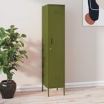 Olive Green Steel Locker Cabinet with Adjustable Shelves and Locks  Easy to Clean  Modern Design