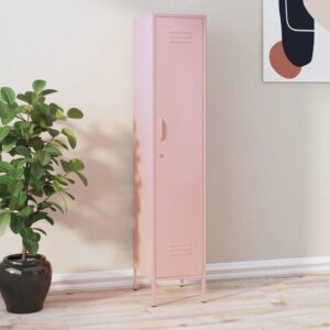 Modern Pink Steel Locker Cabinet with Adjustable Shelves and Locks for Home or Office