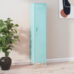 Mint Green Steel Locker Cabinet with Adjustable Shelves and Lock for Office Home Storage