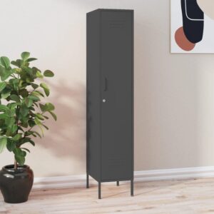 Modern Steel Locker Cabinet in Anthracite with Adjustable Shelves and Locks for Home or Office