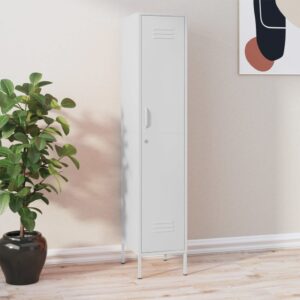 White Steel Locker Cabinet with Adjustable Shelves and Locks  Modern Design  Easy to Clean