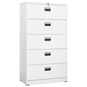 Filing Cabinet White 90x46x164 cm Steel