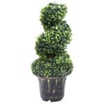 Artificial Boxwood Spiral Plant with Pot Green 59 cm