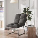 Leisure Chair with Metal Frame Dark Grey Velvet