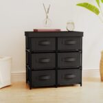 Black Steel Storage Cabinet with Six Fabric Drawers - Compact  Lightweight  and Stylish Design