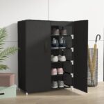 5-Tier Shoe Cabinet in Black Fabric with Steel Frame  Lightweight and Portable  Dust-Proof Cover