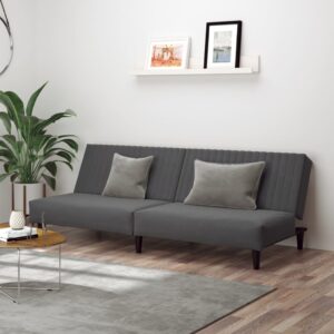 Dark Grey Velvet 2-Seater Sofa Bed Convertible Comfortable Foam Filled Modern Design