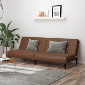 2-Seater Sofa Bed Brown Faux Leather