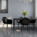 Set of 4 Contemporary Black Dining Chairs with Metal Legs and Ergonomic Design