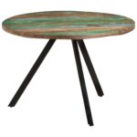 Reclaimed Solid Wood Dining Table  Vintage   Eco-Friendly  Handmade  Multicolour  Iron Base