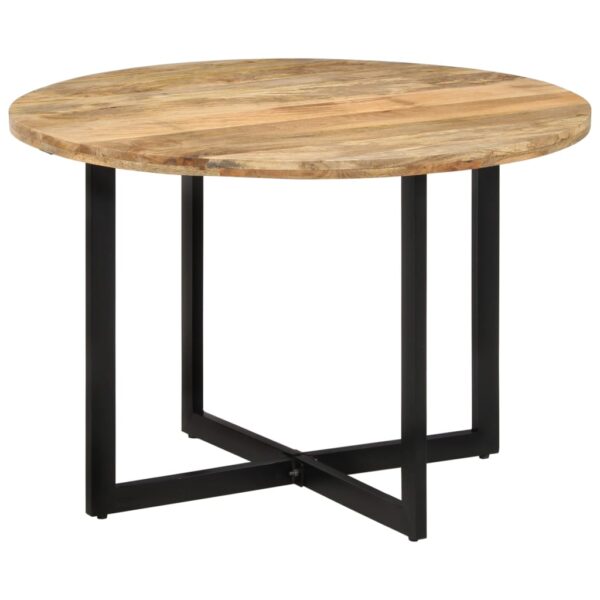 Solid Mango Wood Dining Table  Chic Design  Sturdy Iron Frame  Retro   Brown and Black