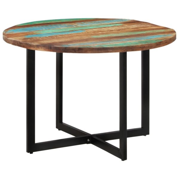 Chic Solid Reclaimed Wood Dining Table  Eco-Friendly  Handmade  Multicolour  Iron Frame