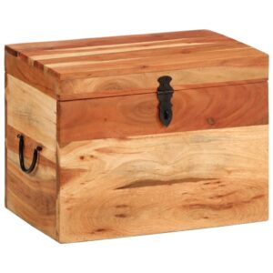 Solid Acacia Wood Storage Box with Lid  Antique-  Durable  Ample Space  Smooth Hinge  Unique