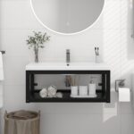 Black Wall-Mounted Bathroom Washbasin Frame Iron Durable Weather-Resistant Easy Clean