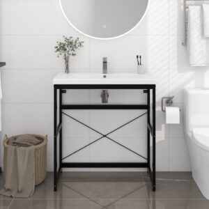 Black Bathroom Washbasin Frame Iron Material Durable Weather-Resistant Easy Clean