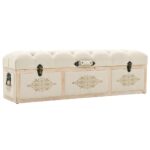 Classic Cream Storage Bench in Solid Firwood and Fabric - Elegant  Comfortable  and Spacious