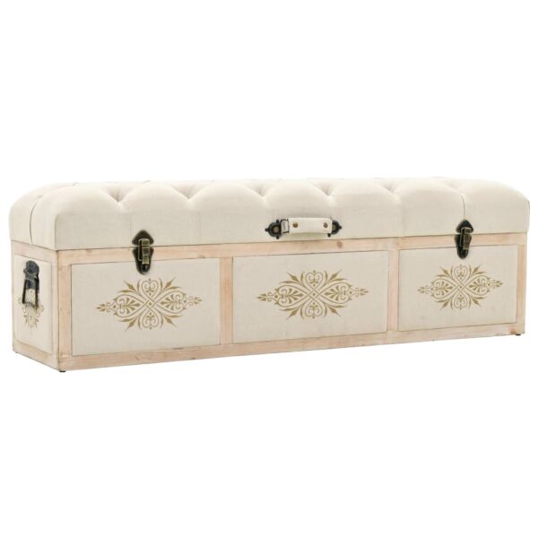 Classic Cream Storage Bench in Solid Firwood and Fabric - Elegant  Comfortable  and Spacious